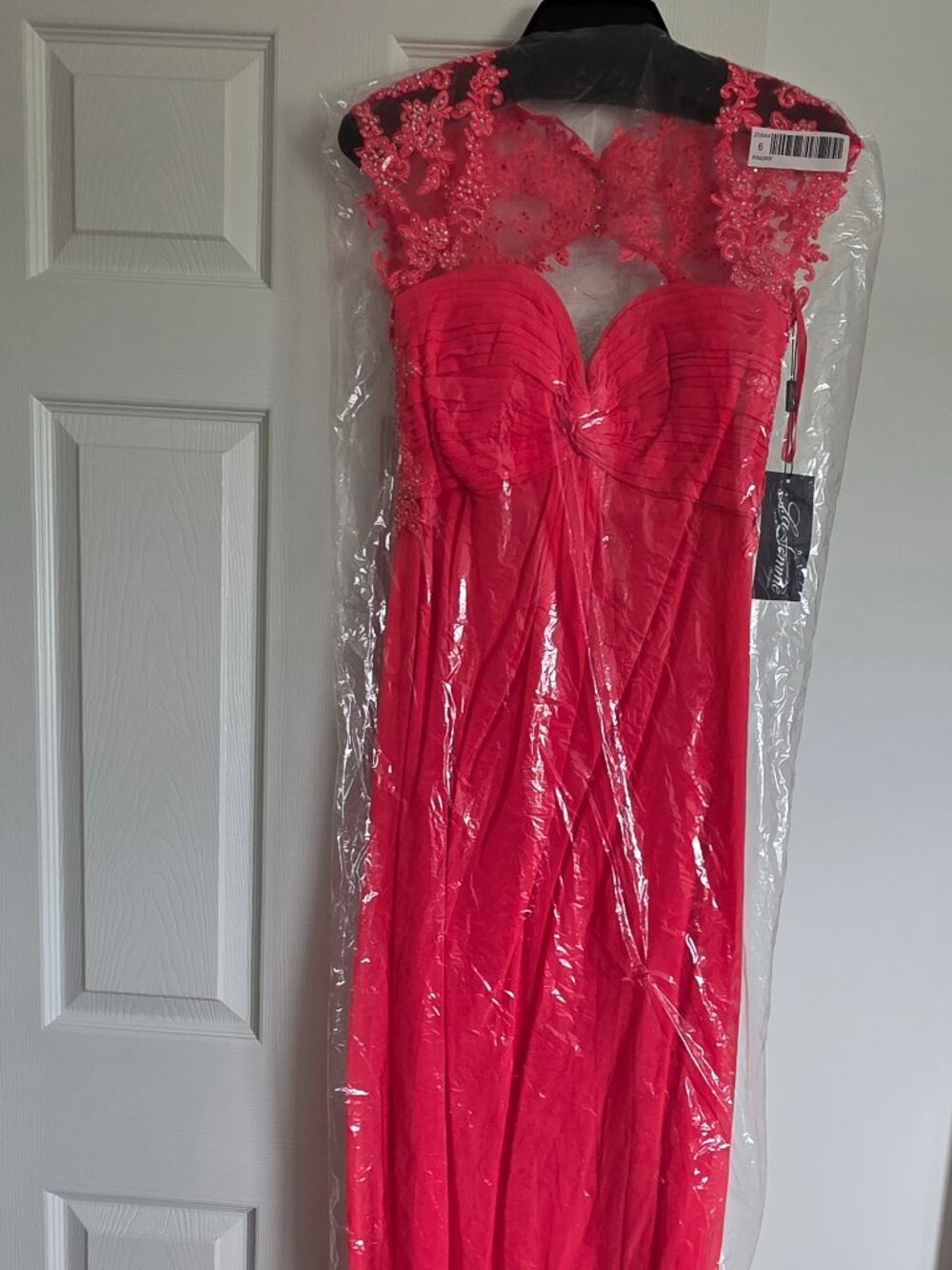 Beaded Cap-Sleeve Long Dress | Size 6 | Pink Grapefruit - Picture 5 of 6